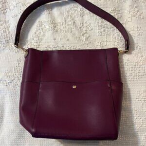 Bostanten Purse Purple/Plum Leather w/ Interior Make Up Bag NEW